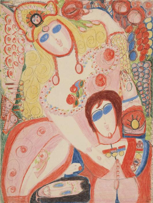 Mythe Atalante lance des pommes d'or Festival d'Art Brut au Grand Palais, Paris