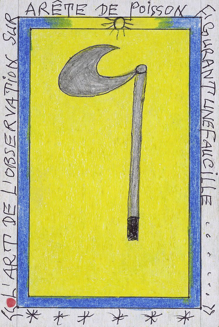 L’art de l’observation sur arête de poisson figurant une faucille L’art de l’observation sur arête de poisson figurant une faucille