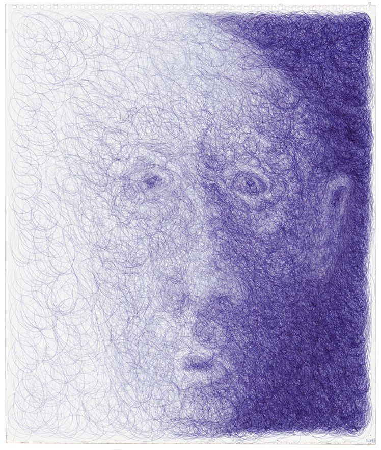 Lui bleu Karl Beaudelere, self -portraits in a mirror